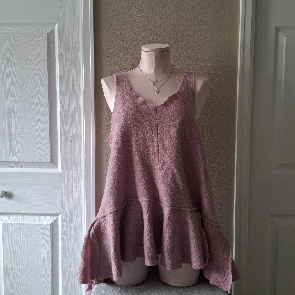 Free People Modern Boho Cottagecore Tunic Rose Pink Blouse Size XS